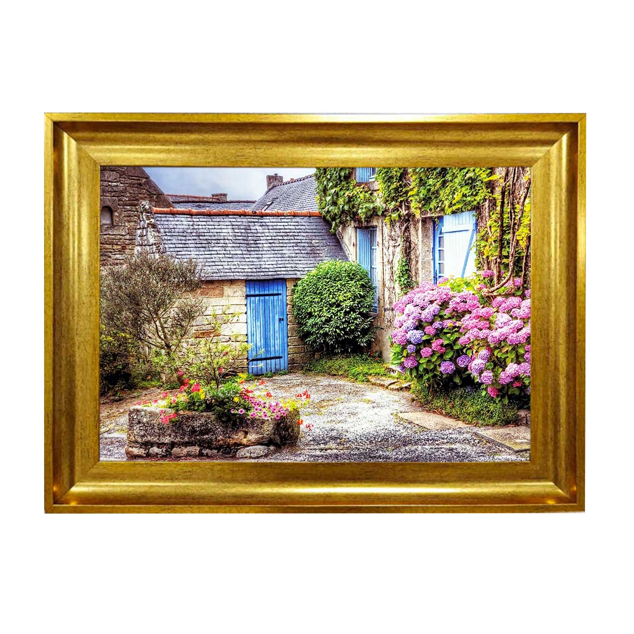 تابلو فرش چاپی طرح خانه باغ کد 10004 سایز 50×50 سانتی متری