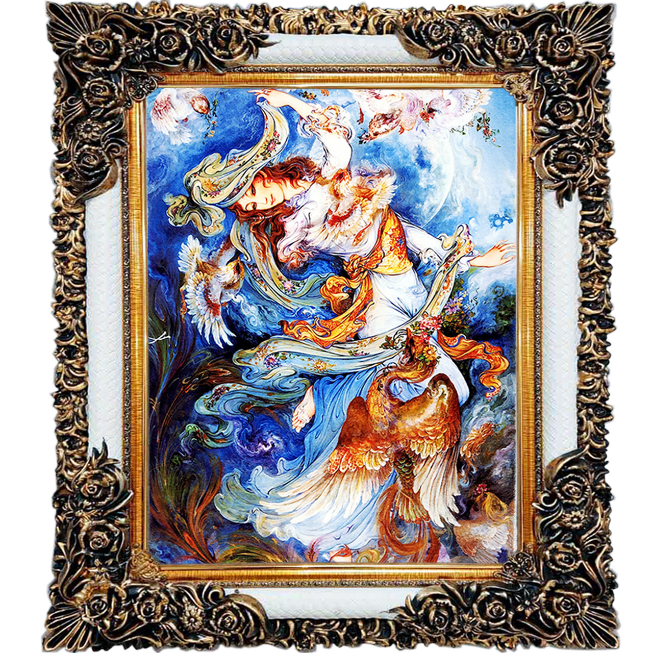 تابلو فرش چاپی طرح مینیاتوری کد 16009 سایز 70×100 سانتی متری