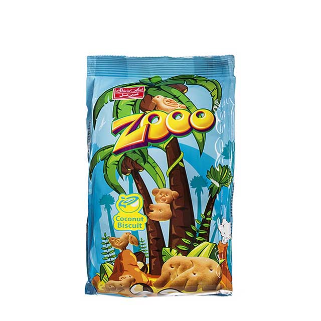 بیسکویت پتی بور نارگیلی مدل باغ وحش شیرین عسل 60 گرمی