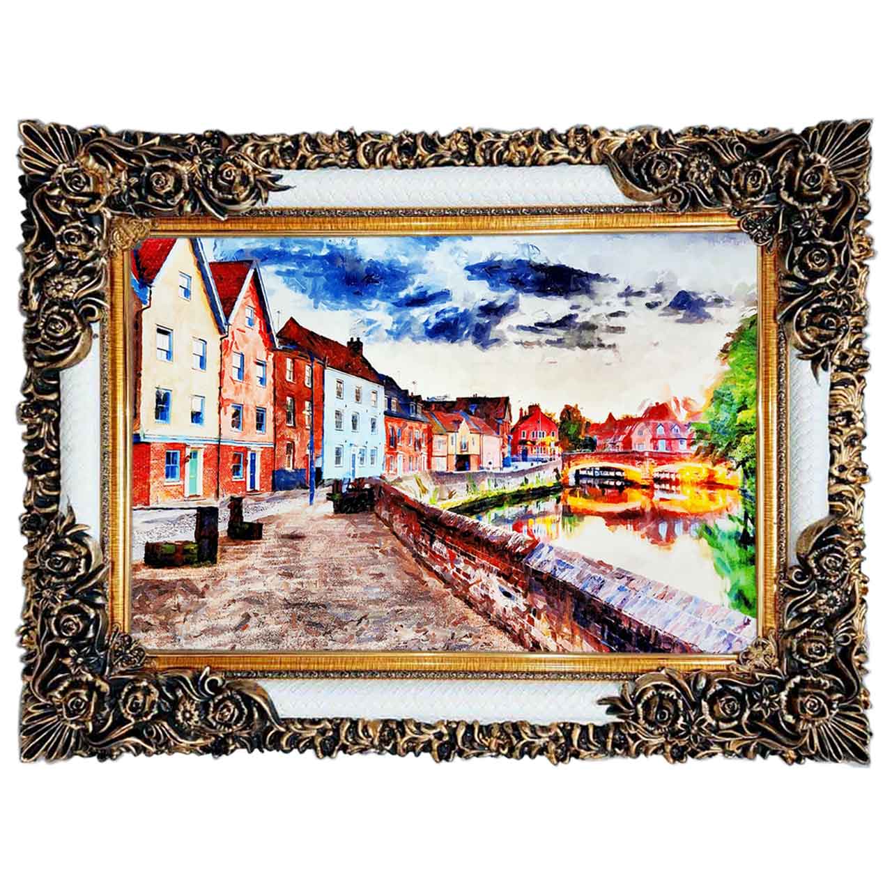 تابلو فرش چاپی طرح رودخانه کد 10178 سایز 100×50 سانتی متری