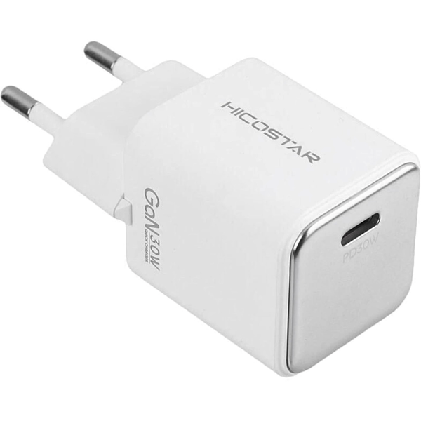 شارژر دیواری PD و فست تک پورت Hicostar مدل CH250 GaN 30W - سفید