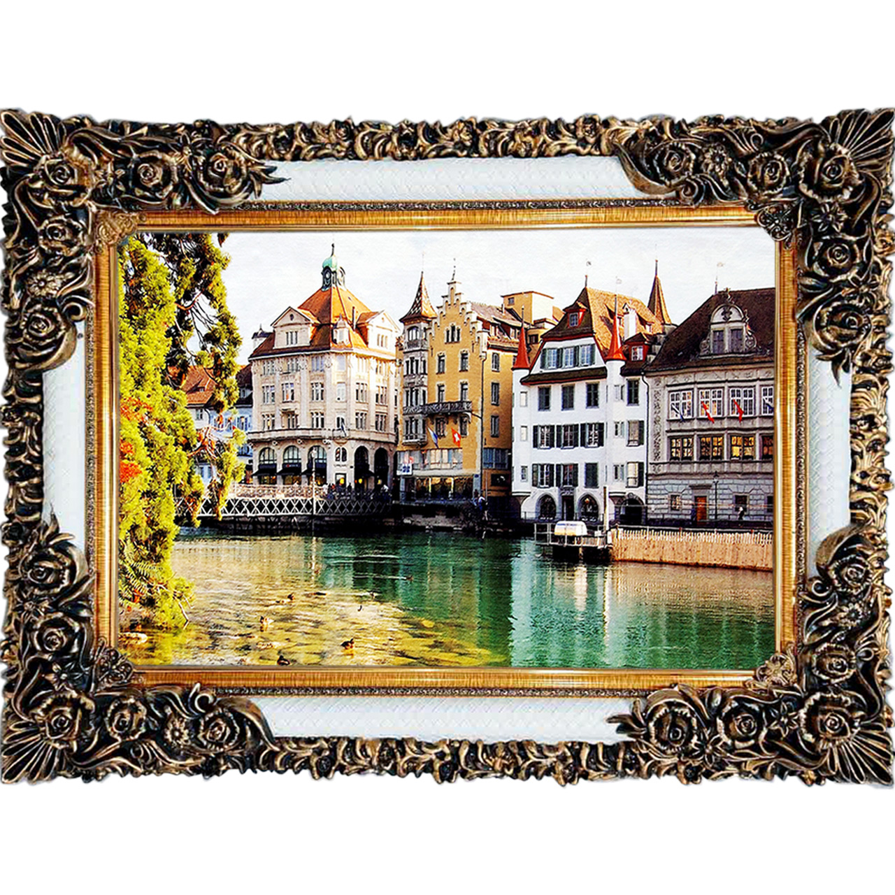 تابلو فرش چاپی طرح جزیره کد 10043 سایز 100×70 سانتی متری