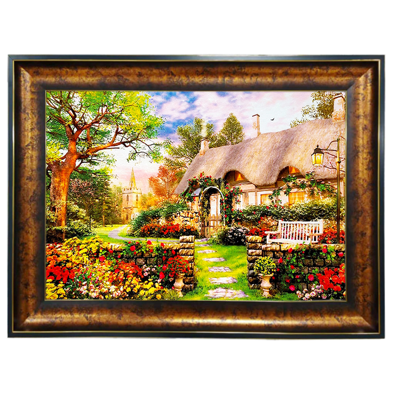 تابلو فرش چاپی طرح کلبه کد 10122 سایز 100×50 سانتی متری