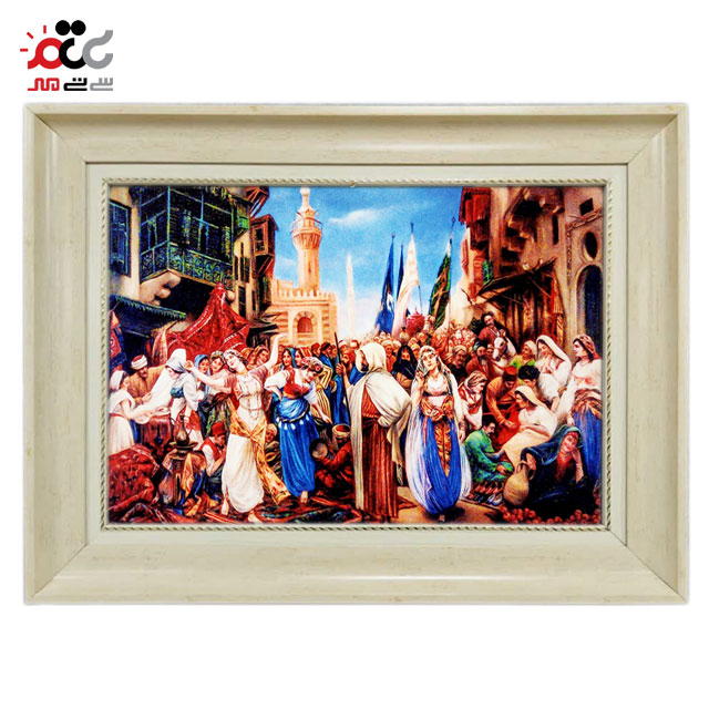 تابلو فرش چاپی طرح روستا کد 13319 سایز 50×50 سانتی متری