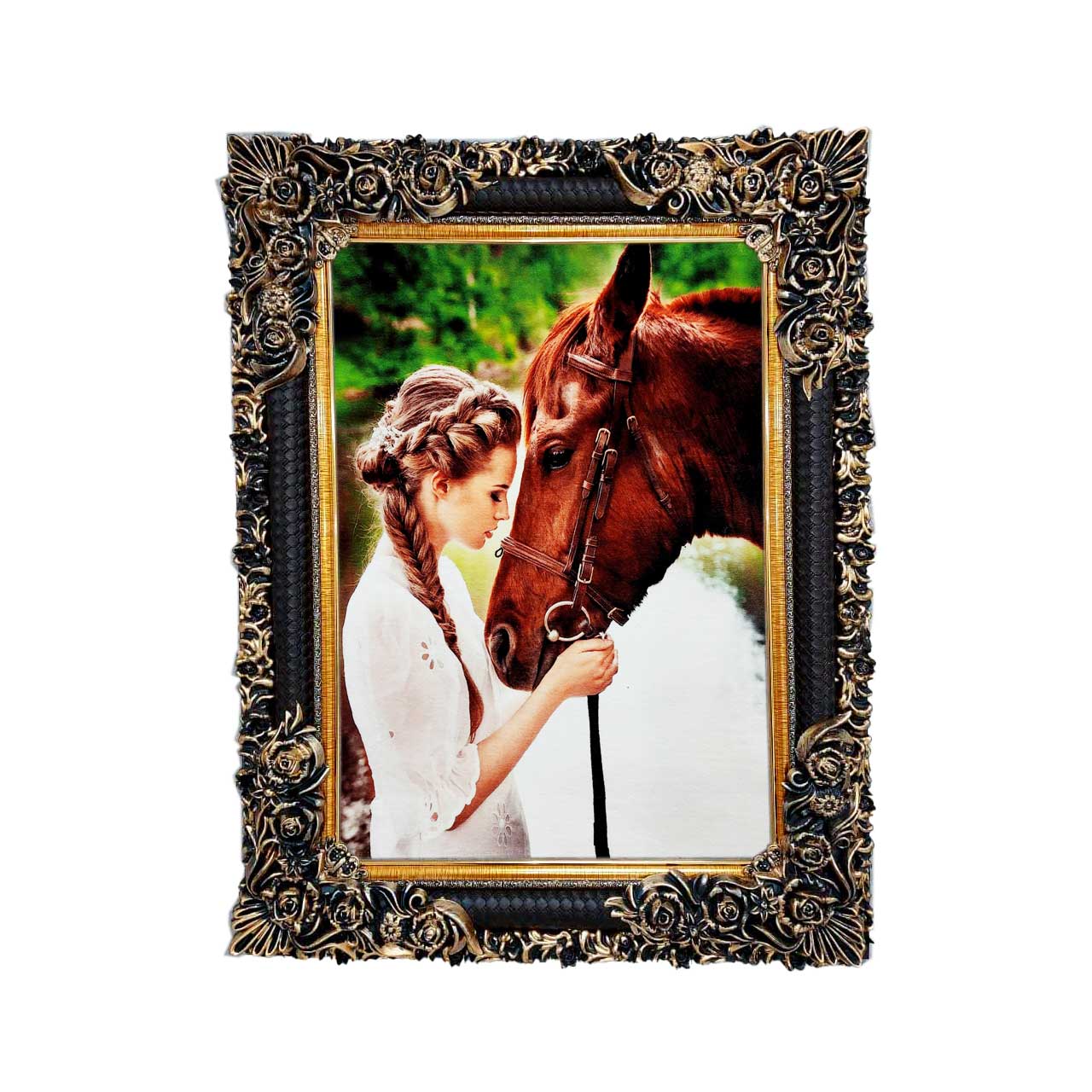 تابلو فرش چاپی طرح اسب کد 13020 سایز 50×35 سانتی متری