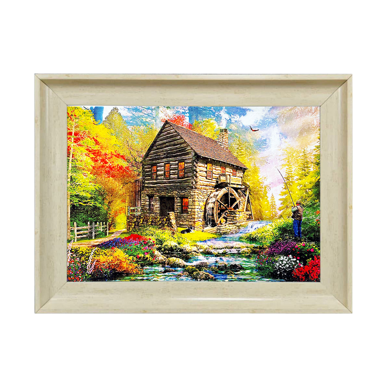 تابلو فرش چاپی طرح کلبه کد 10185 سایز 50×35 سانتی متری