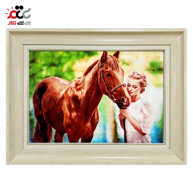تابلو فرش چاپی طرح اسب کد 13303 سایز 60×40 سانتی متری