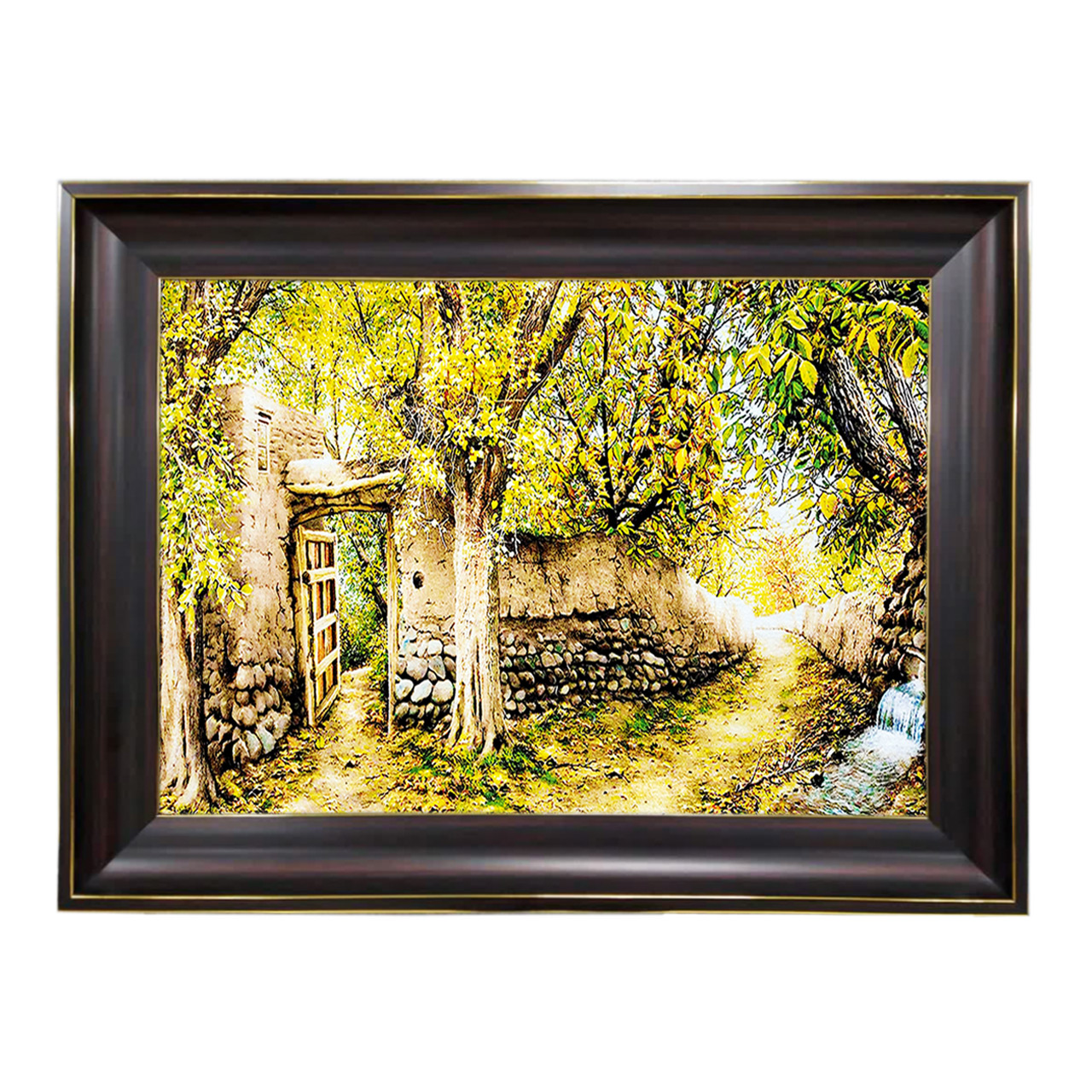 تابلو فرش چاپی طرح کوچه باغ کد 10008 سایز 60×40 سانتی متری