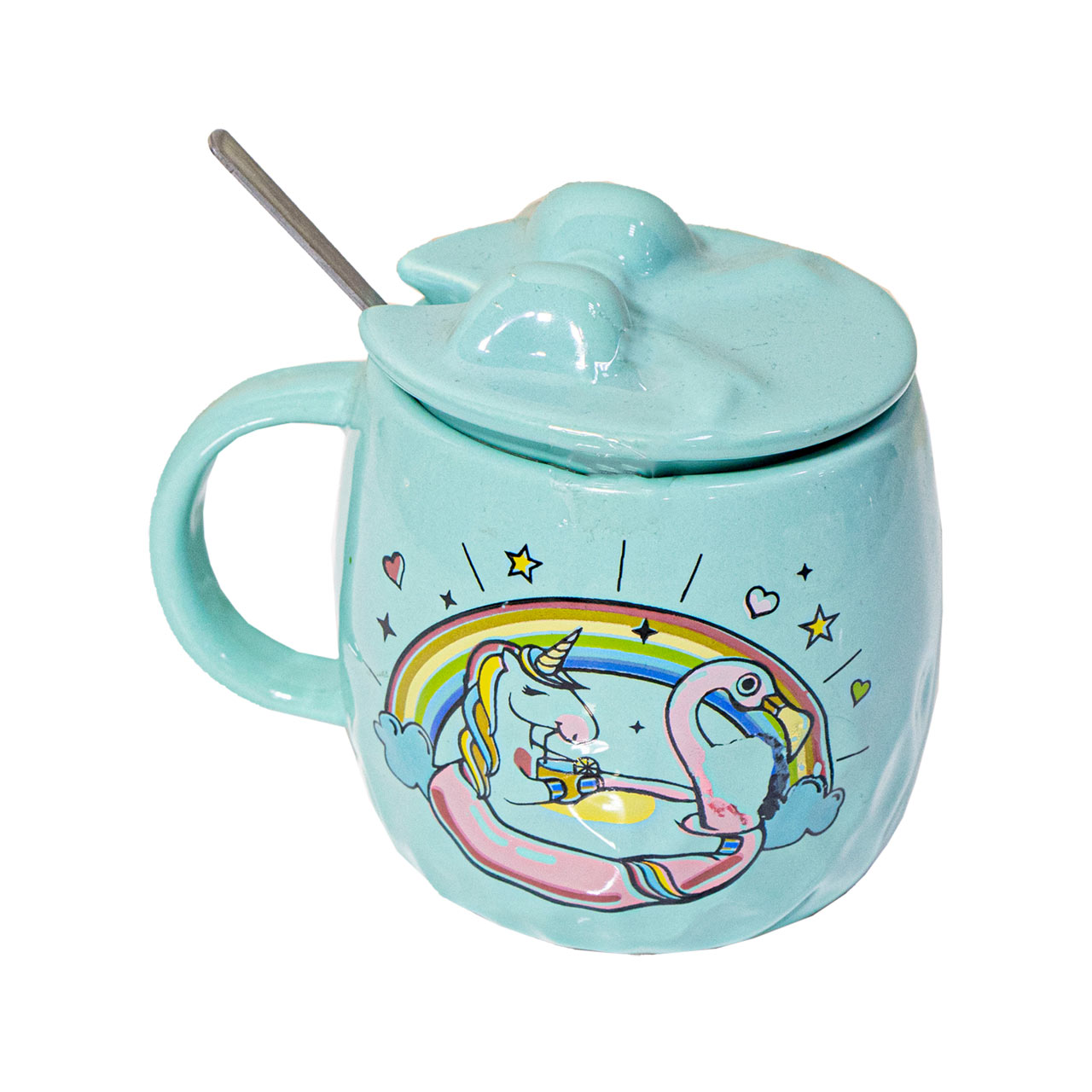 لیوان سرامیکی مدل درب دار طرح پاپیون