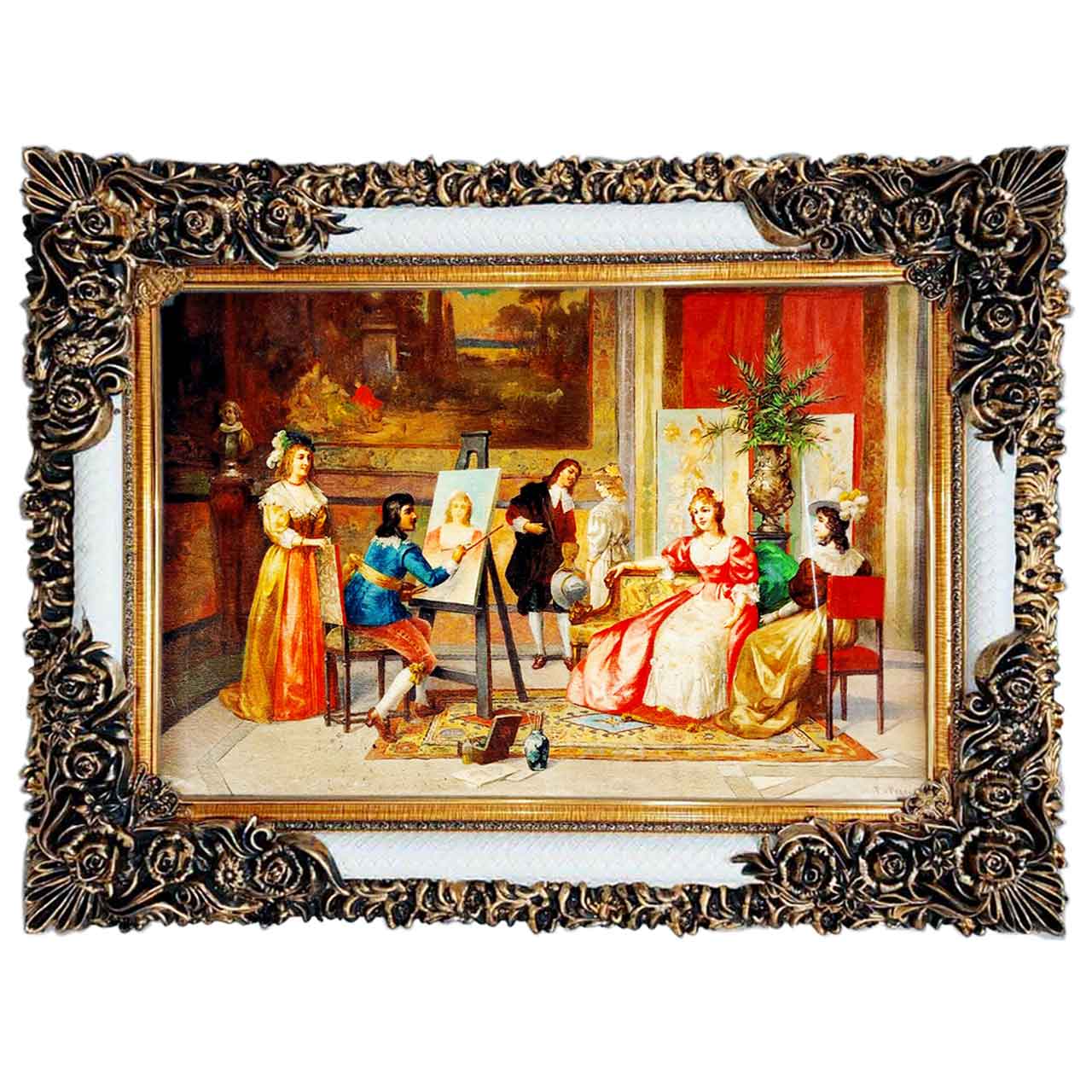 تابلو فرش چاپی طرح نقاش کد 11036 سایز 100×50 سانتی متری