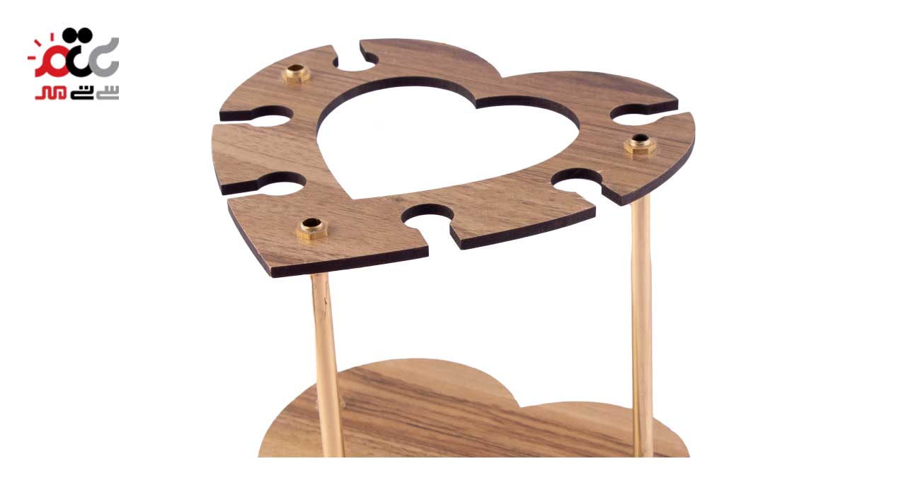 بار گیلاسه چوبی طرح قلب کد 1742