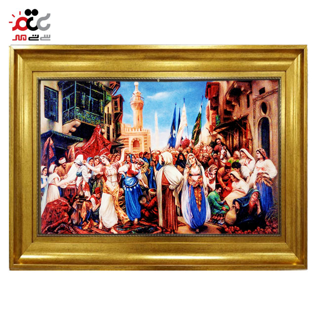 تابلو فرش چاپی طرح روستا کد 13319 سایز 50×50 سانتی متری