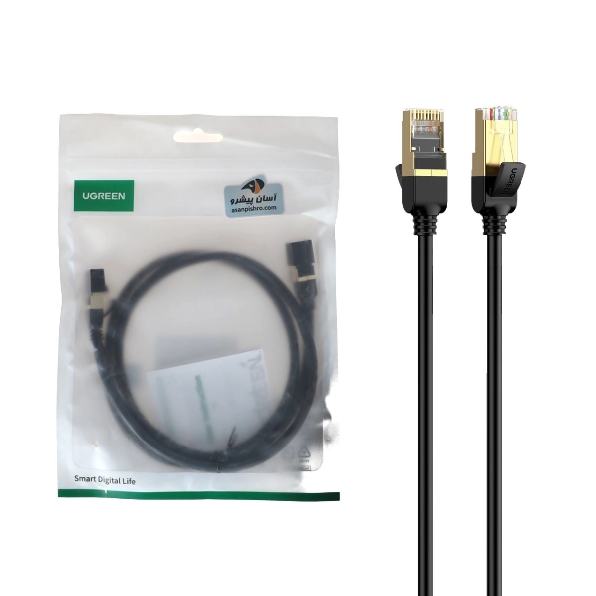 کابل شبکه یک متری UGREEN CAT7 مدل NW107 - مشکی(11268)