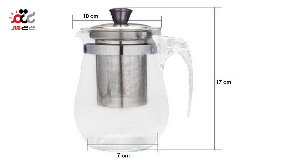 قوری دمنوش ساز پیرکس مدل استوانه 900 دسته بغل