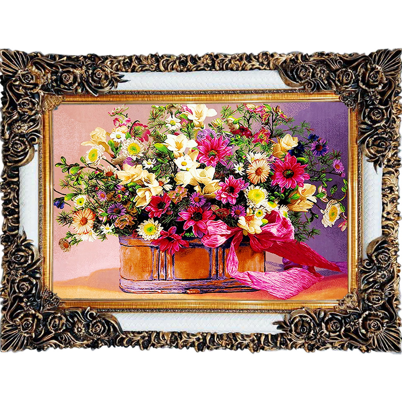 تابلو فرش چاپی طرح گل کد 12006 سایز 100×70 سانتی متری