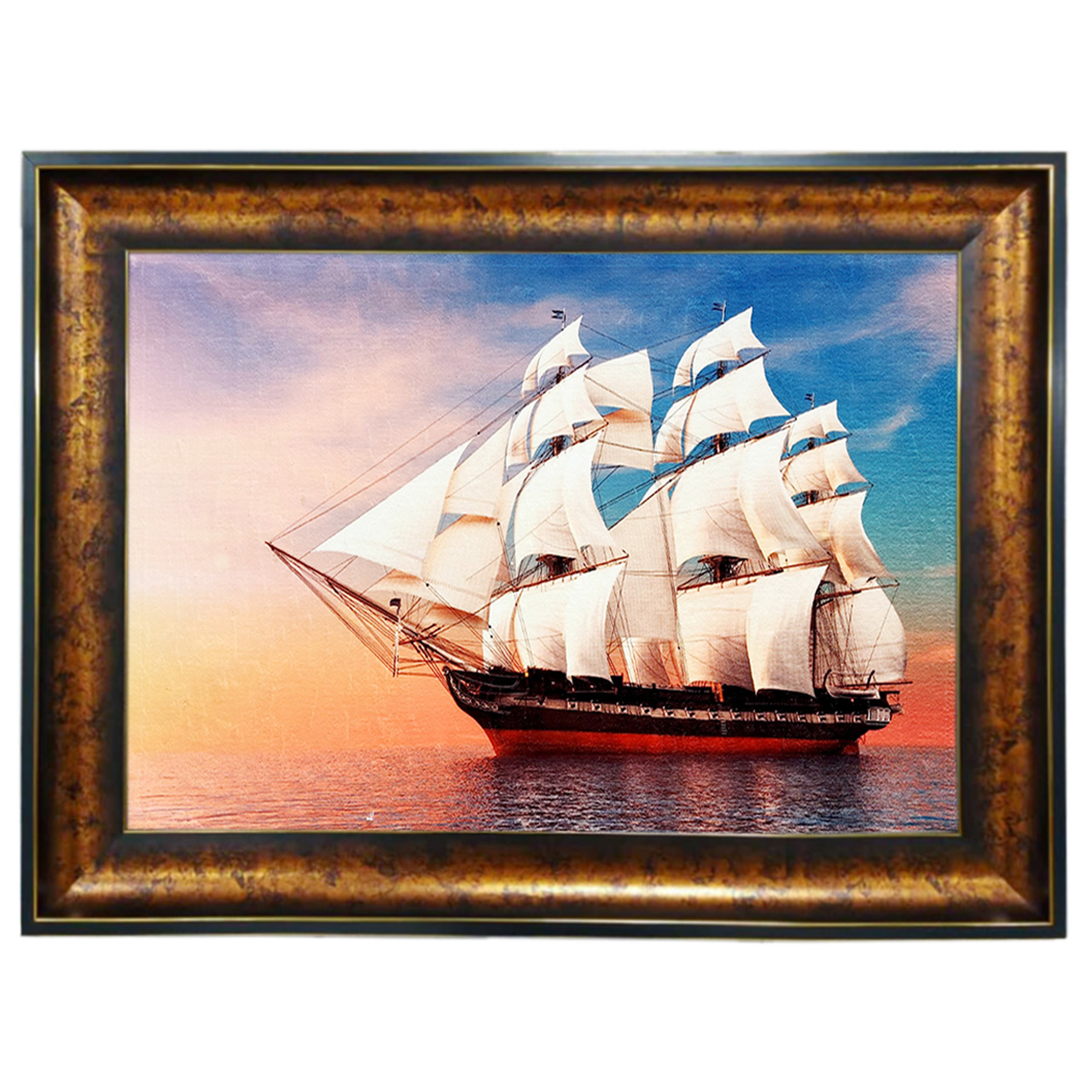 تابلو فرش چاپی طرح کشتی کد 10247 سایز 100×50 سانتی متری