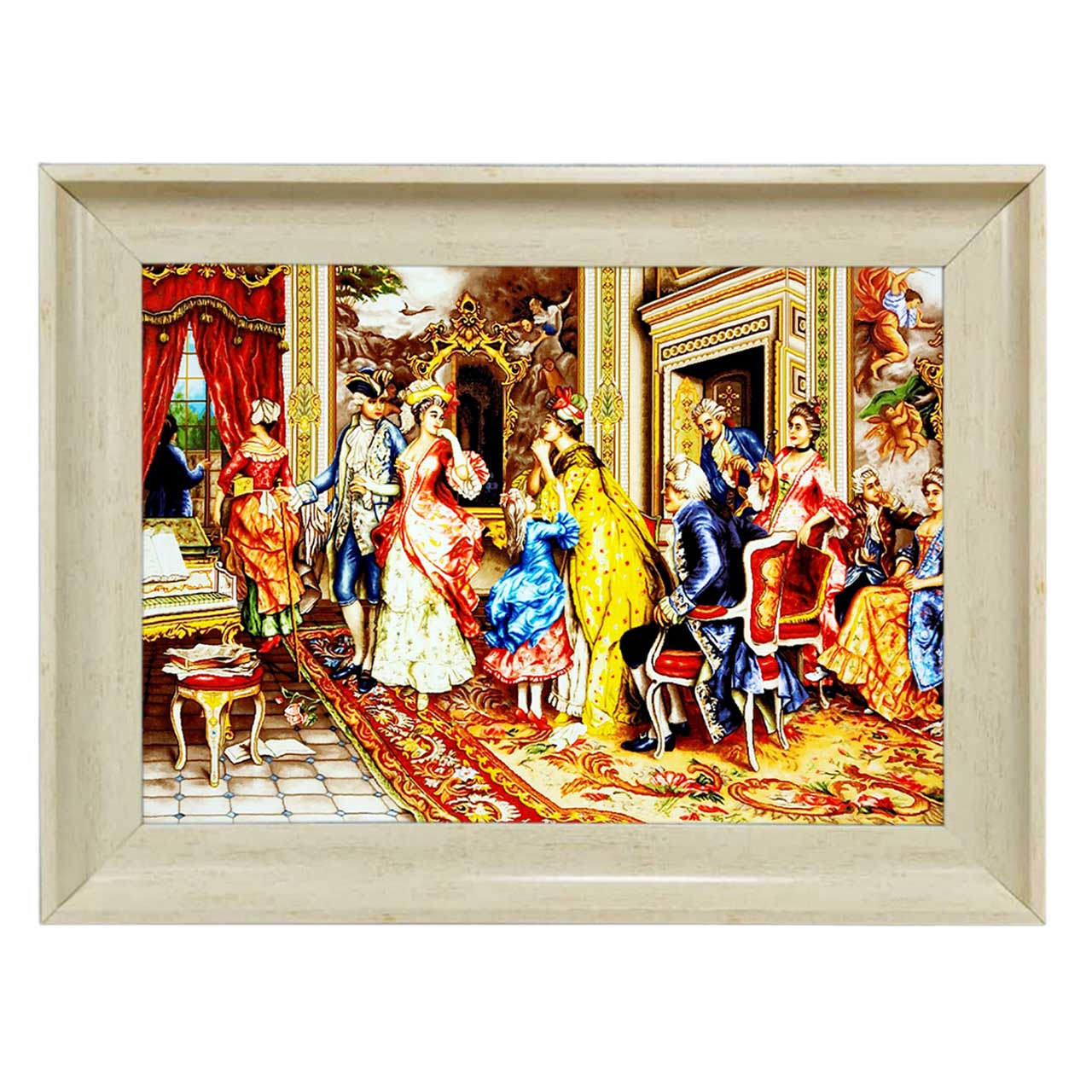 تابلو فرش چاپی طرح ضیافت کد 11003 سایز 70×50 سانتی متری