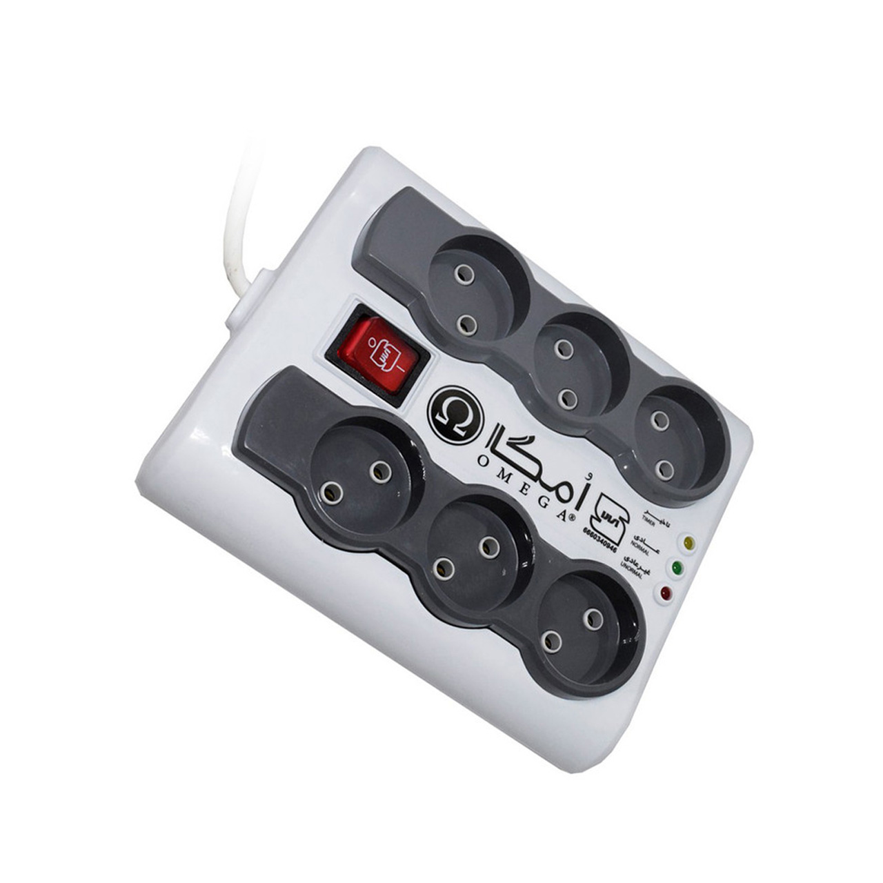 محافظ برق صوتی و تصویری امگا مدل P6000 با کابل ۳ متر