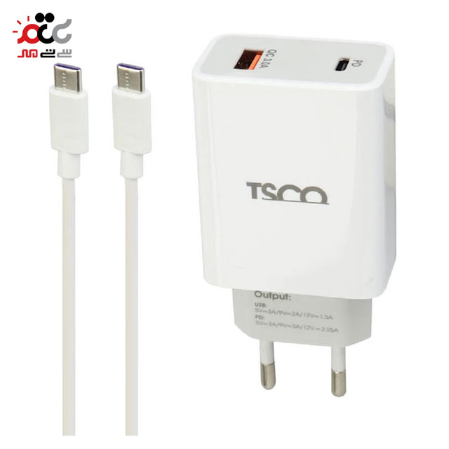 شارژر دیواری تسکو مدل TTC 60 به همراه کابل تبدیل USB-C