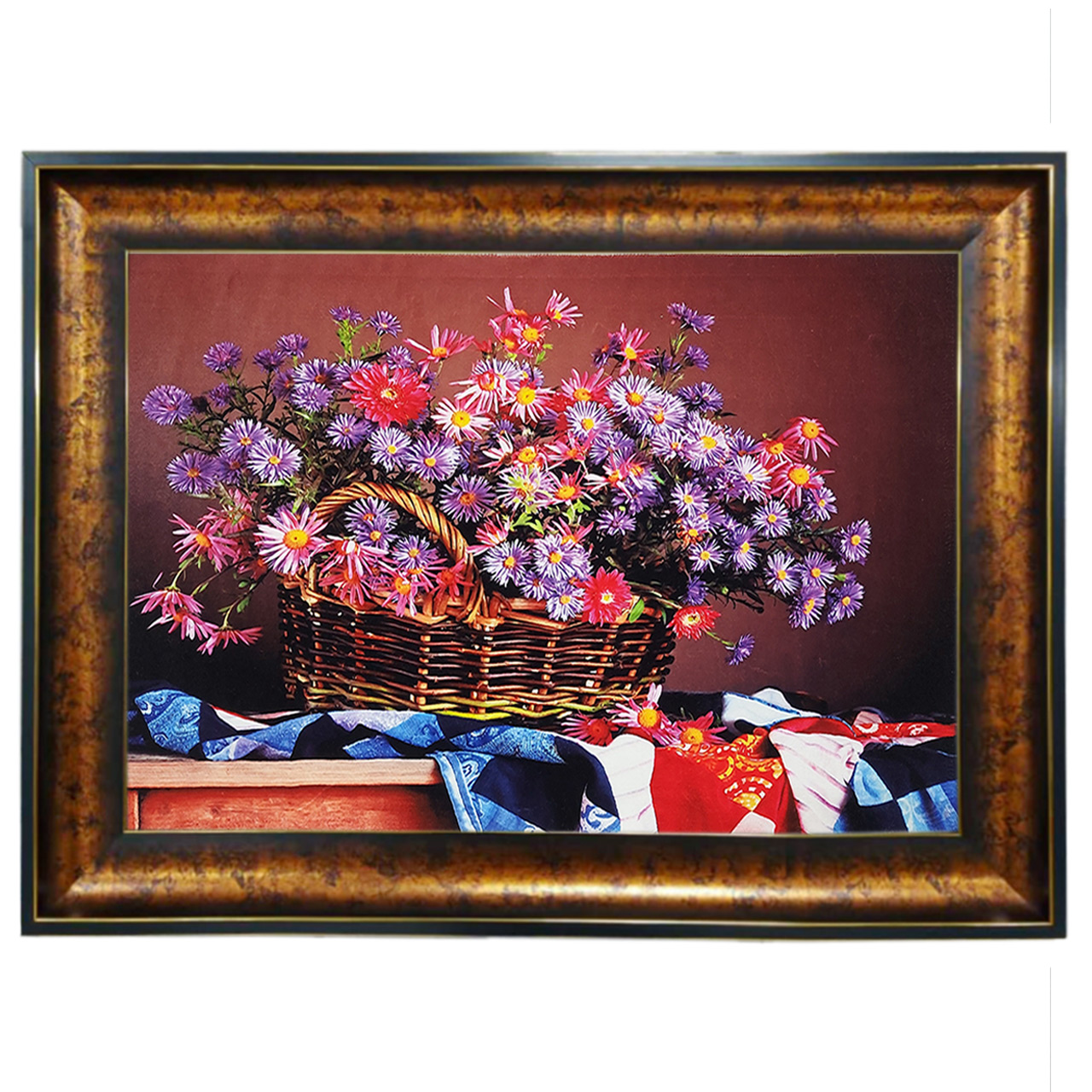 تابلو فرش چاپی طرح گل کد 12007 سایز 100×50 سانتی متری