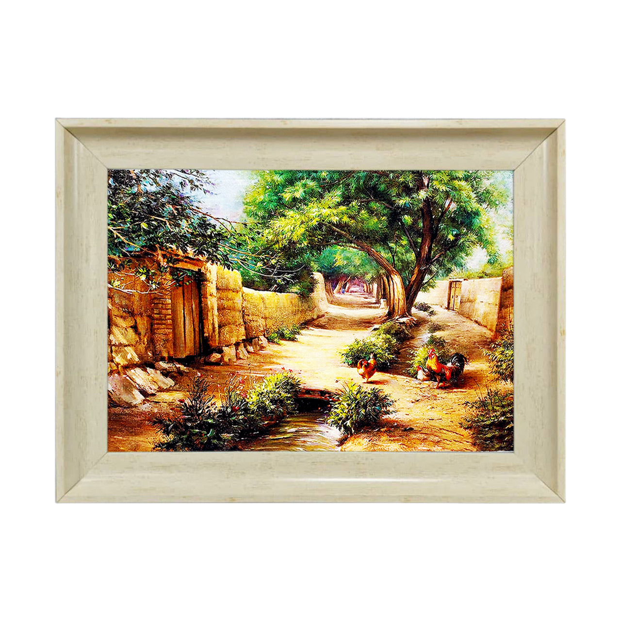 تابلو فرش چاپی طرح کوچه باغ کد 10009 سایز 50×35 سانتی متری