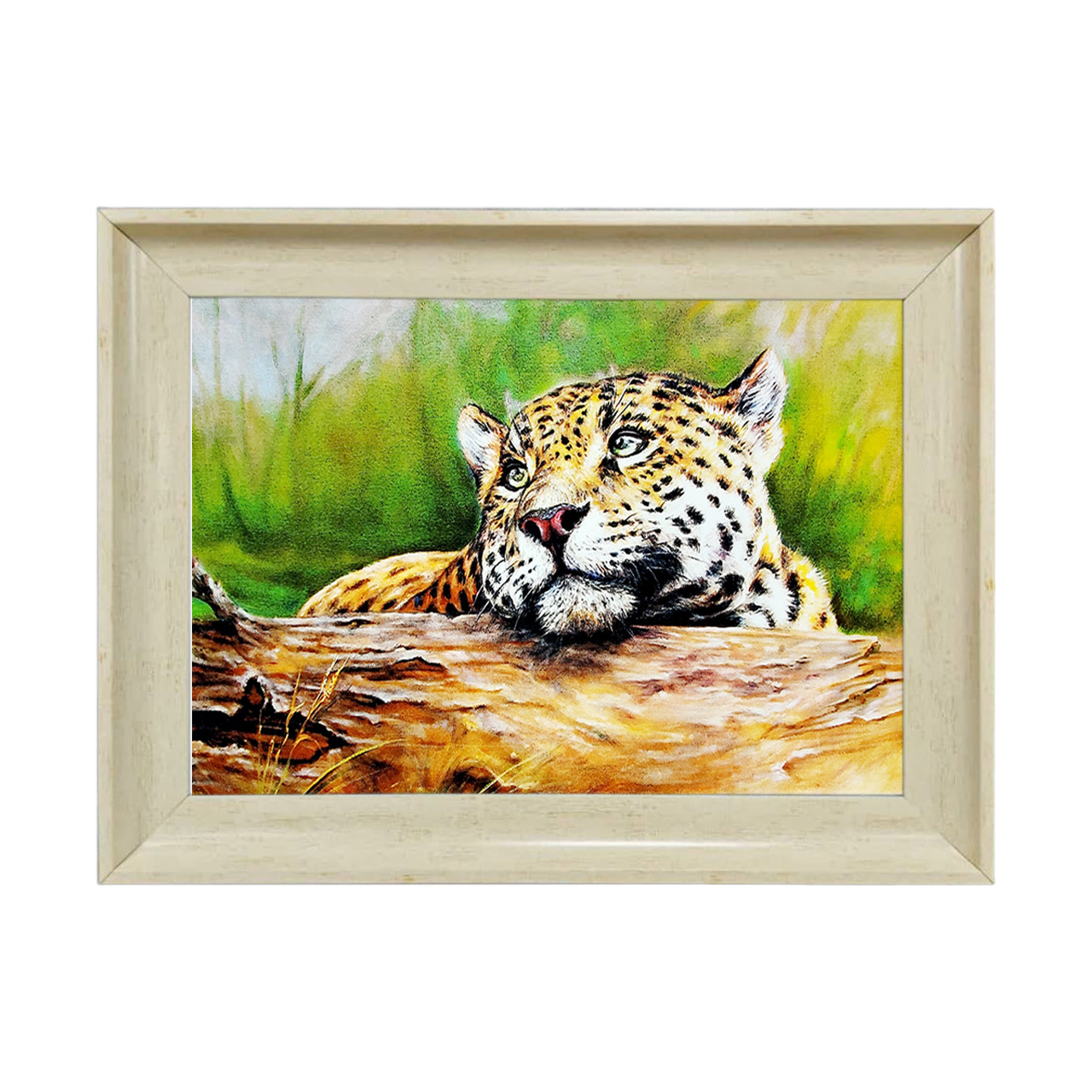 تابلو فرش چاپی طرح پلنگ کد 14064 سایز 50×35 سانتی متری