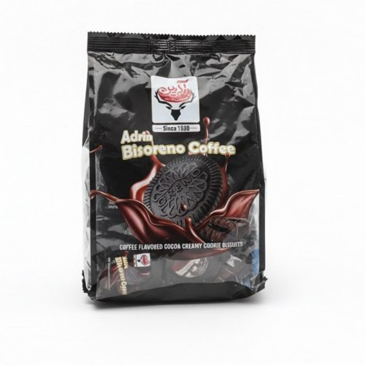 بیسکویت کرمدار کاکائویی با کرم قهوه آدرین مدل بیس اورنو 290 گرمی