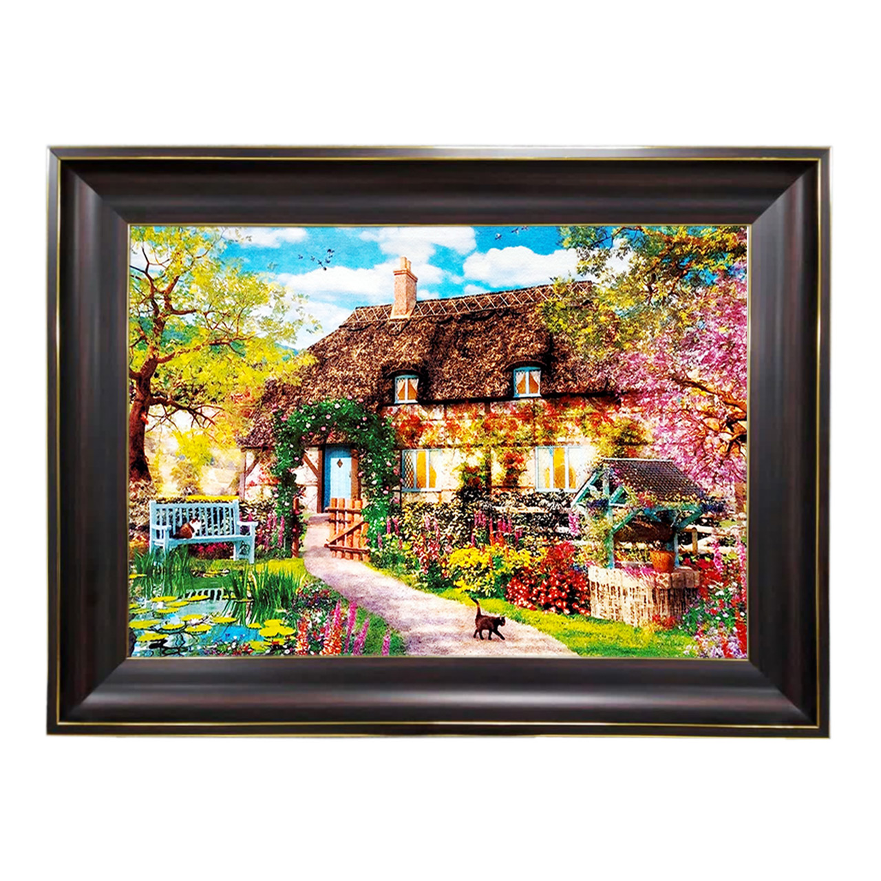 تابلو فرش چاپی طرح کلبه کد 10162 سایز 60×40 سانتی متری