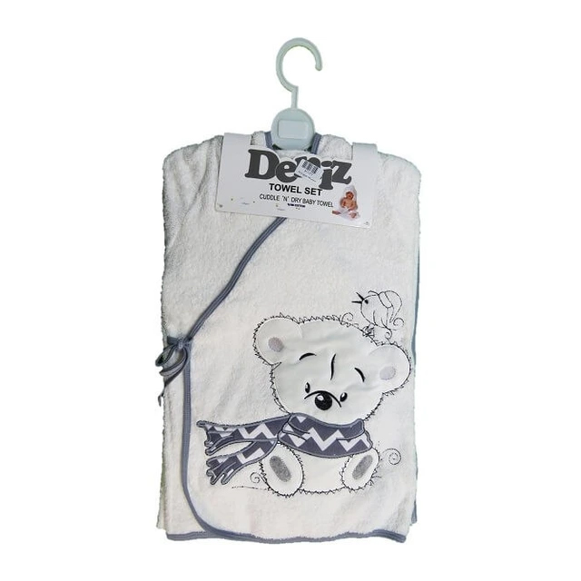 ست حوله نوزادی flowen baby طرح خرس شال دار بسته 5 عددی