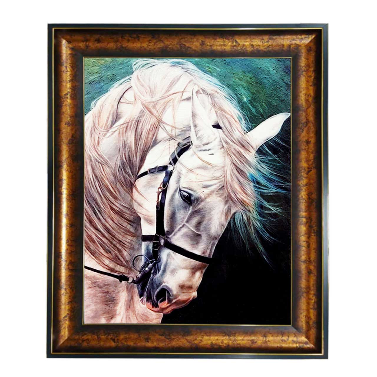 تابلو فرش چاپی طرح اسب کد 14608 سایز 100×50 سانتی متری