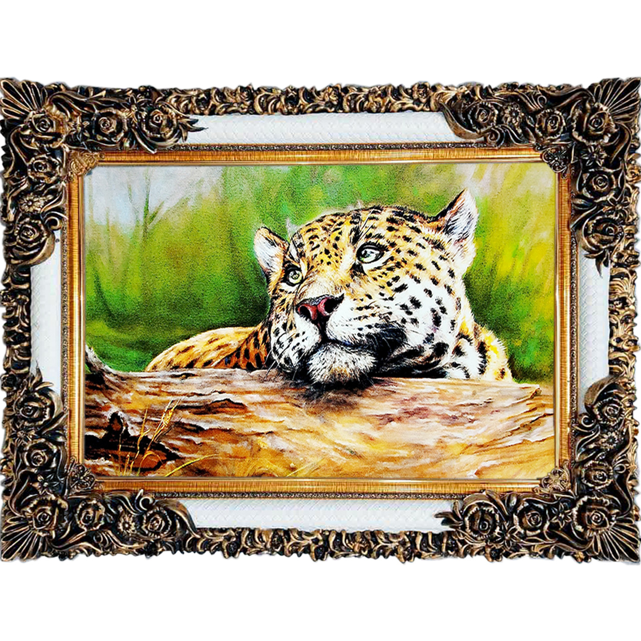 تابلو فرش چاپی طرح پلنگ کد 14064 سایز 70×100 سانتی متری