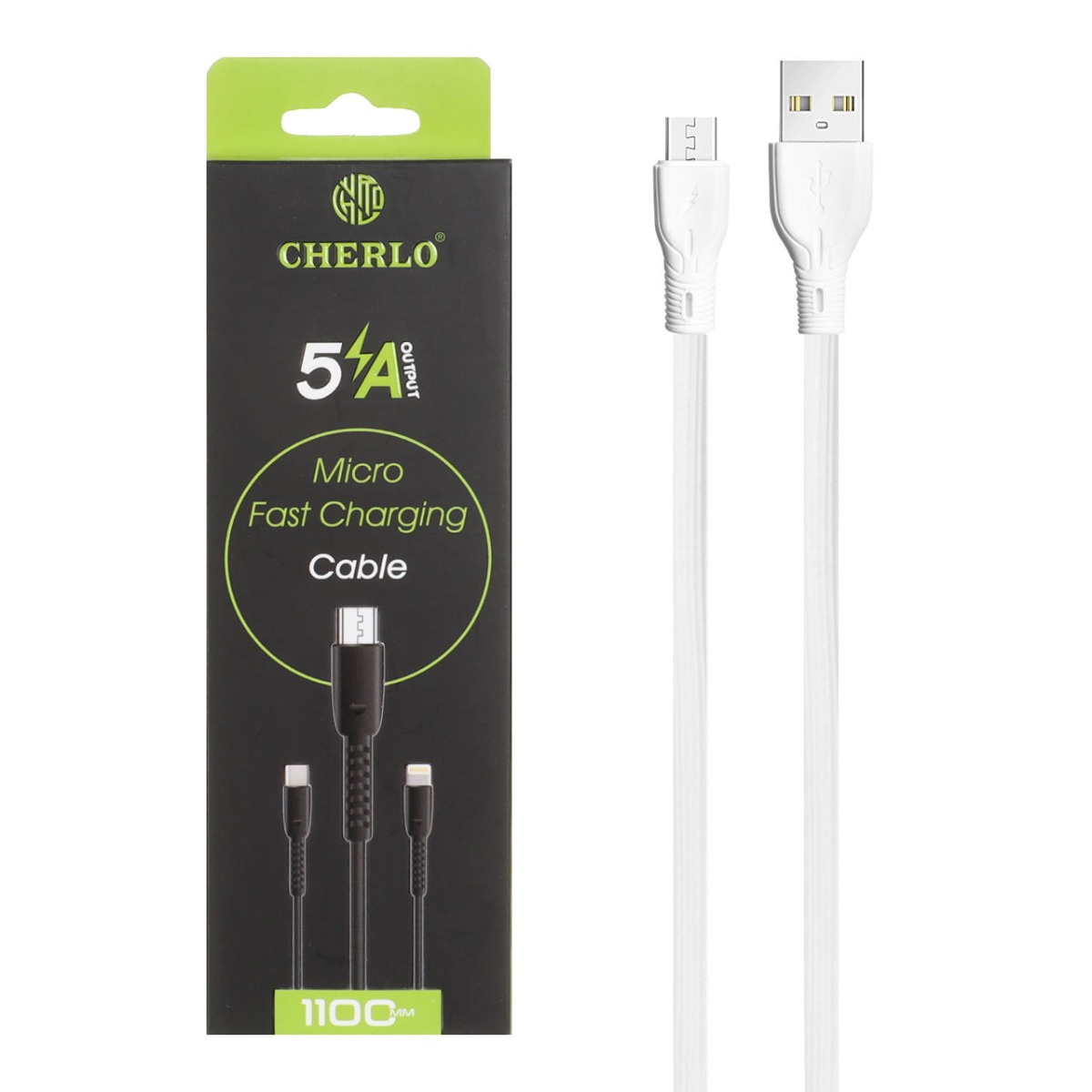 کابل شارژ 1.1 متری فست اندروید CHERLO مدل CH-V809 - سفید - SMO