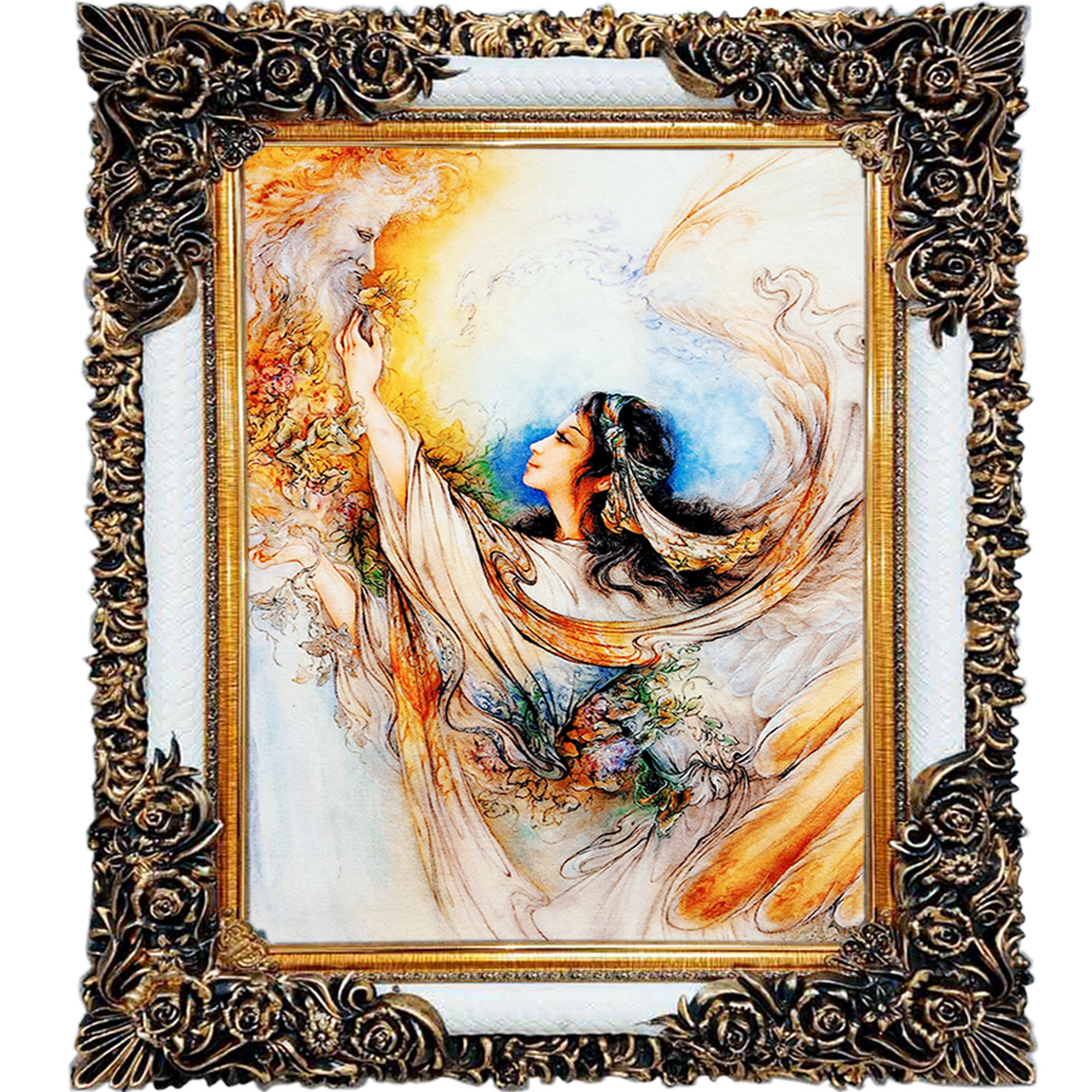 تابلو فرش چاپی طرح مینیاتوری کد 16002 سایز 70×100 سانتی متری