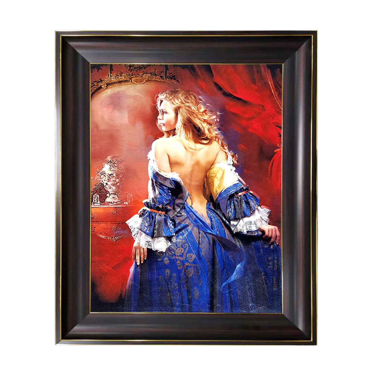 تابلو فرش چاپی طرح بانو کد 13018 سایز 70×50 سانتی متری