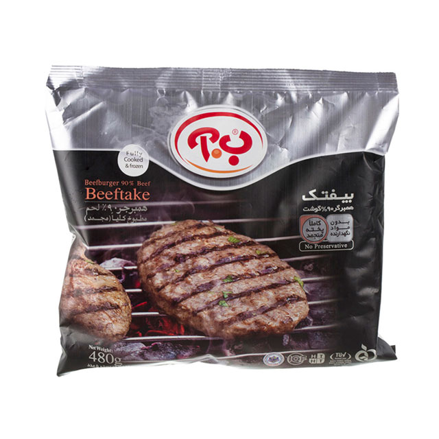 بیفتک همبرگر 90 درصد گوشت ب . آ  480 گرمی