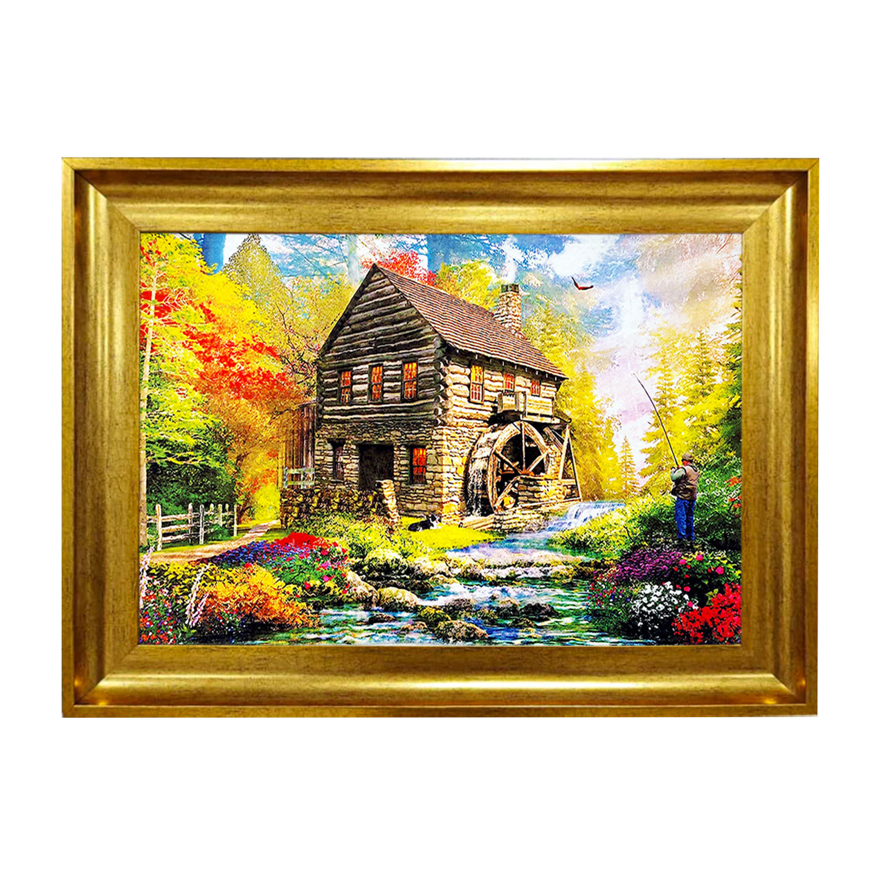 تابلو فرش چاپی طرح کلبه کد 10185 سایز 50×50 سانتی متری