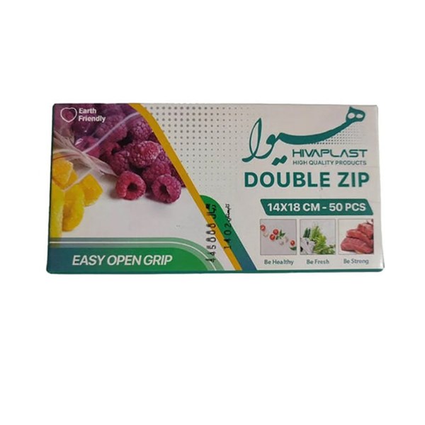 کیسه فریزر زیپ کیپ هیوا سایز 18×14 سانتی متری بسته 50 عددی