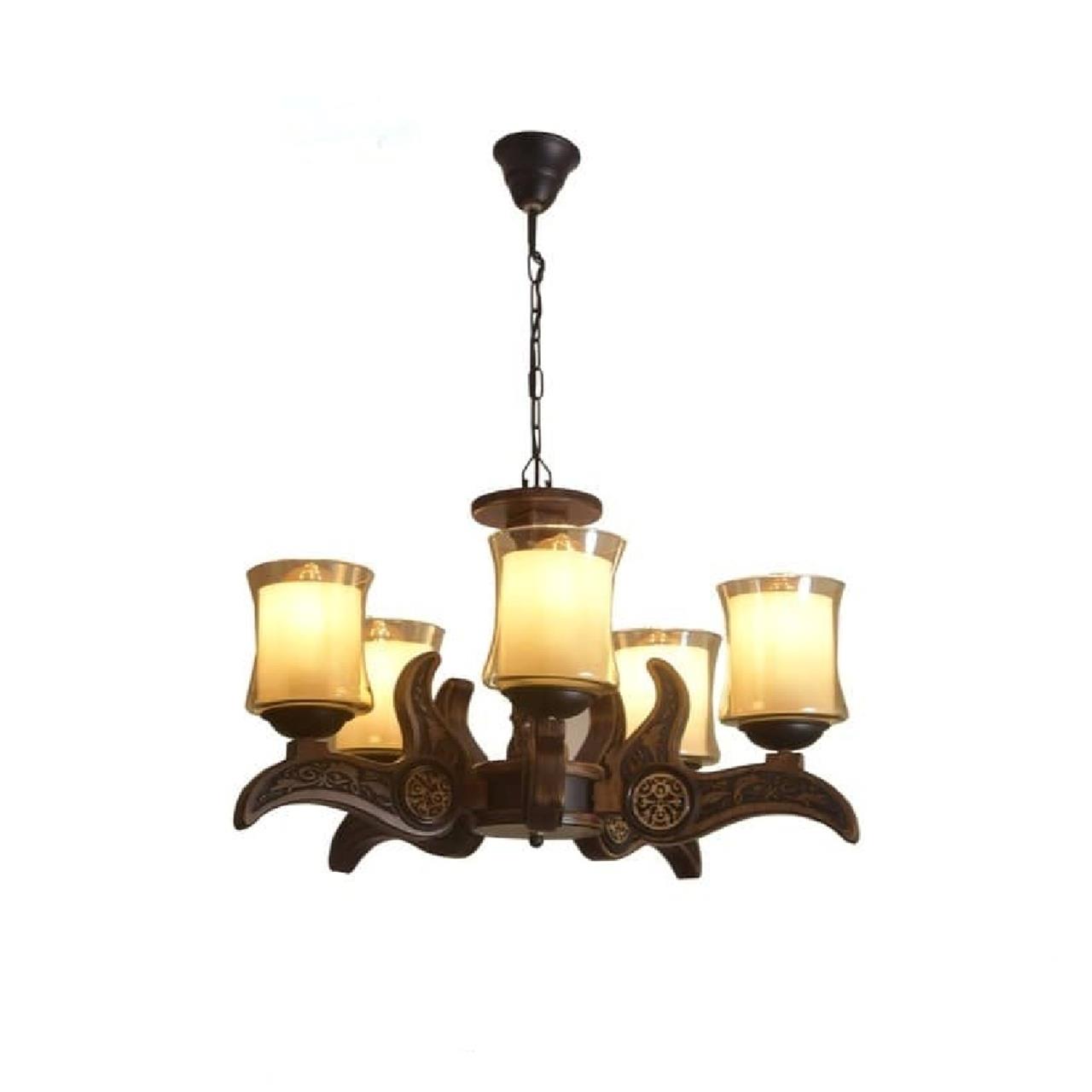 لوستر چوبی 6 شعله 