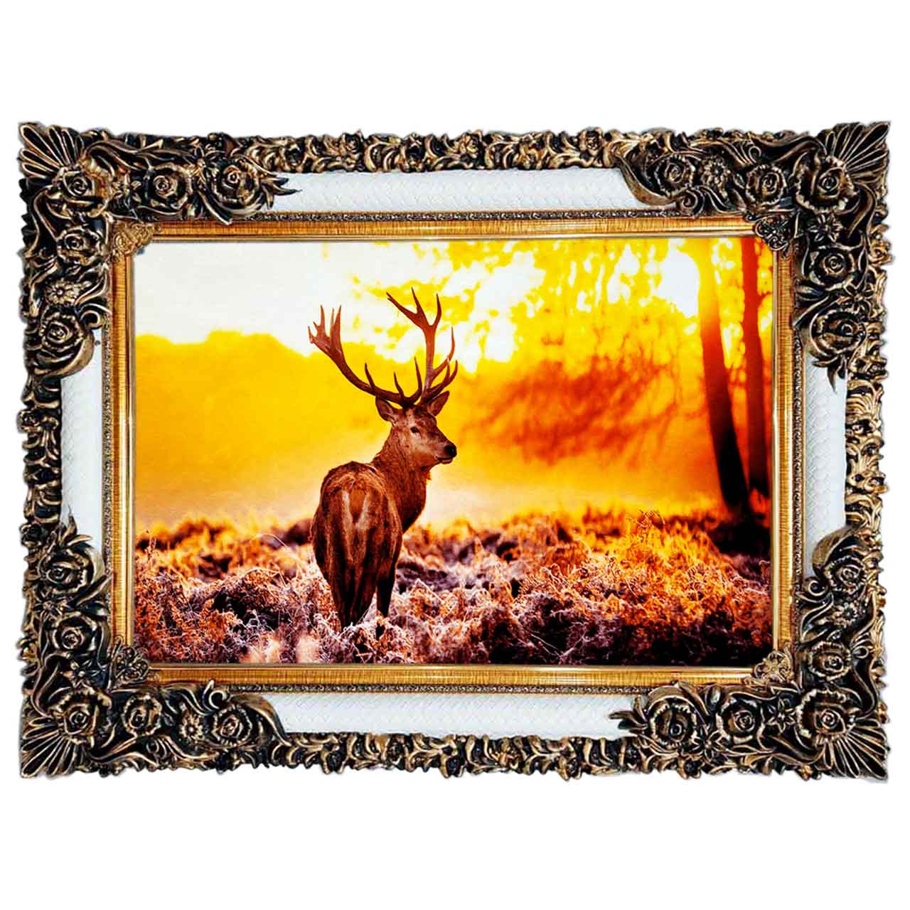 تابلو فرش چاپی طرح گوزن کد 14036 سایز 100×50 سانتی متری