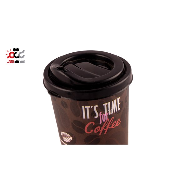 لیوان درب دار پلاستیکی طرح Coffee کد 3421