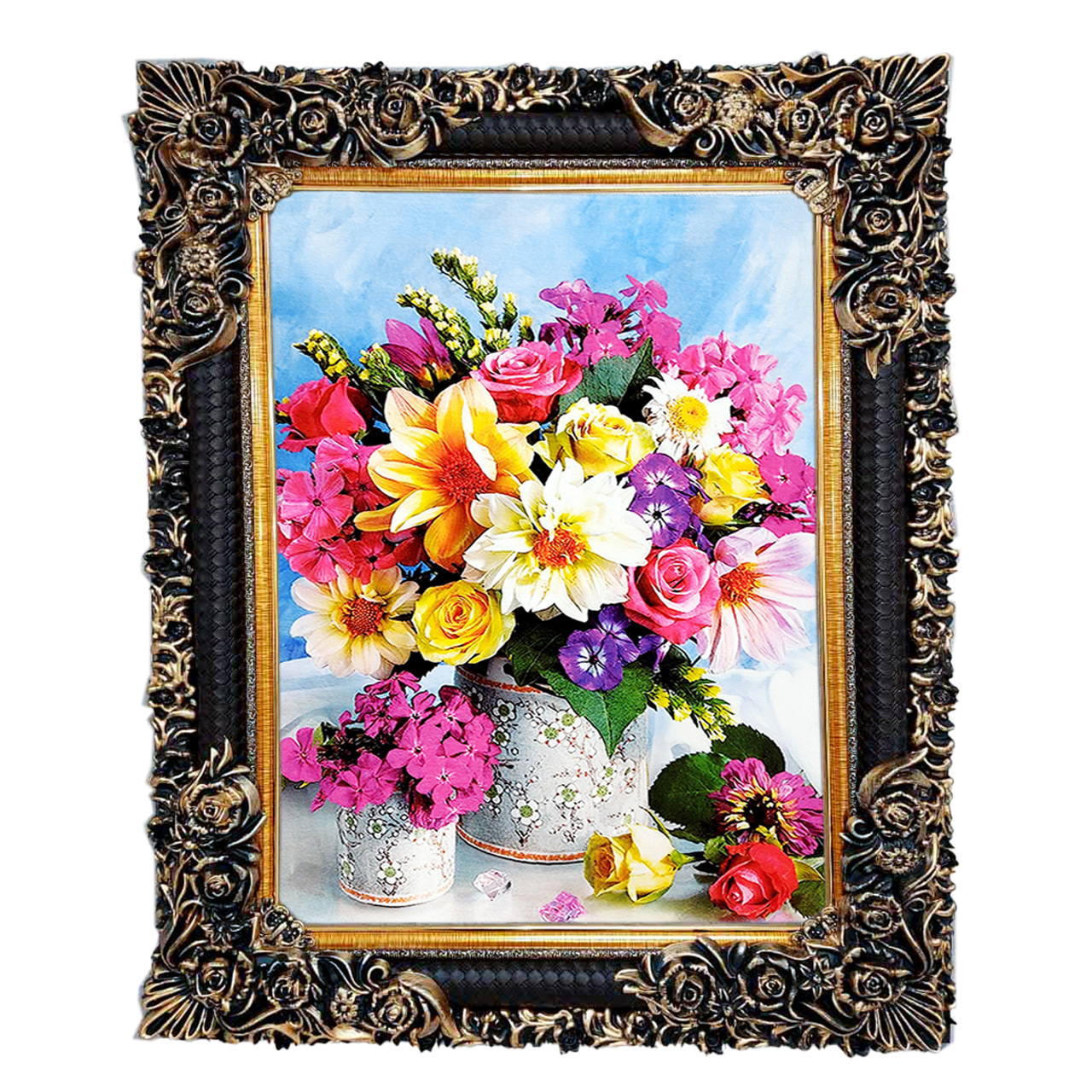 تابلو فرش چاپی طرح گل کد 12300 سایز 70×50 سانتی متری