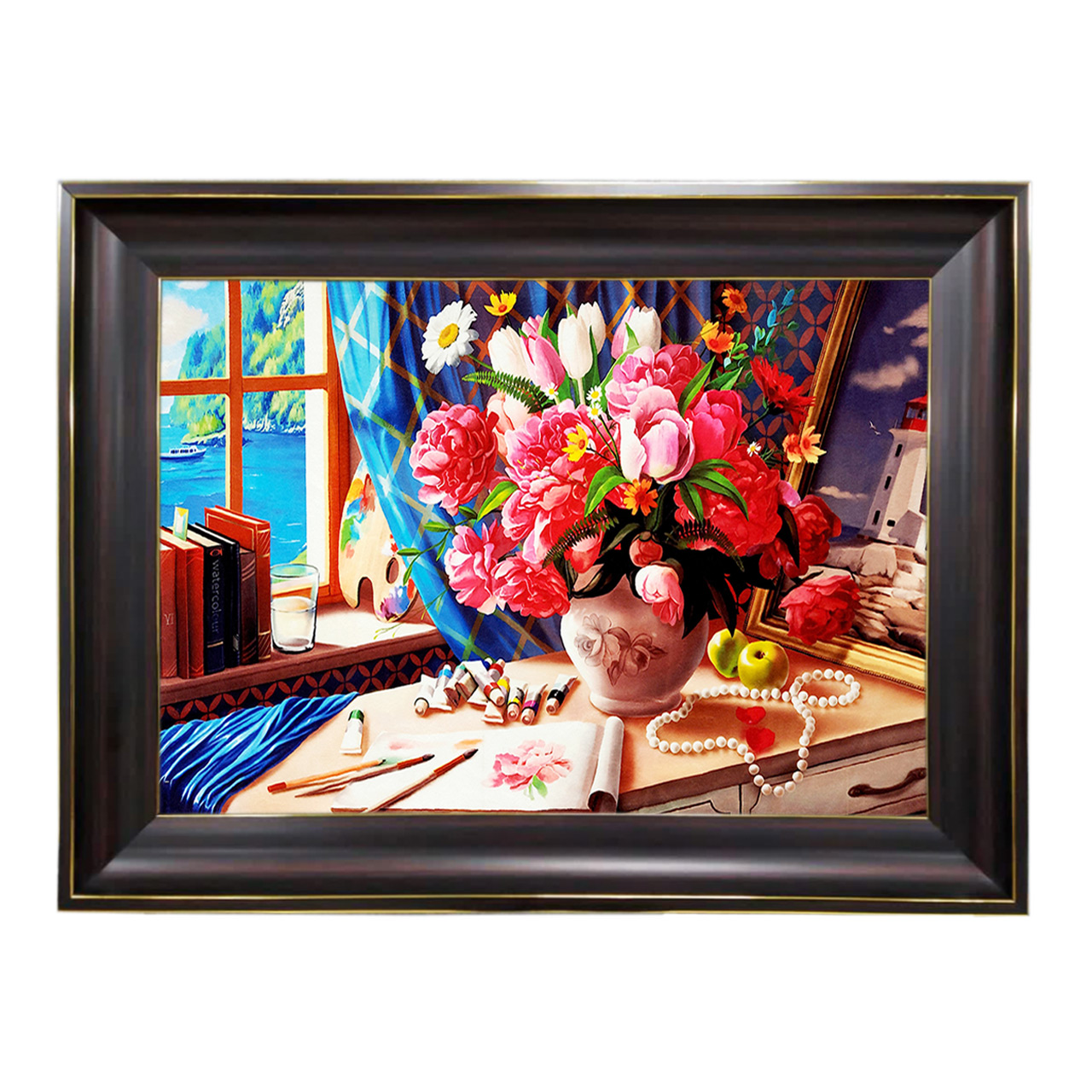 تابلو فرش چاپی طرح گل کد 12003 سایز 60×40 سانتی متری