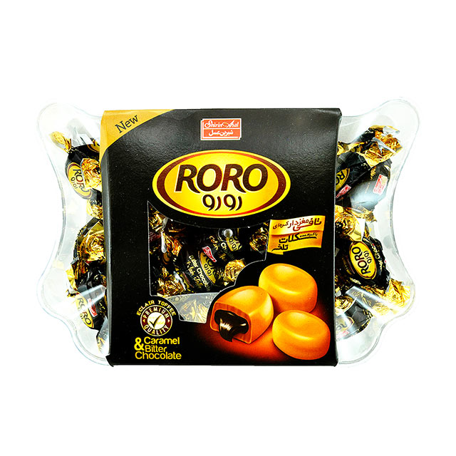 تافی مغزدار کره ای با کرم شکلات تلخ رورو 300 گرمی