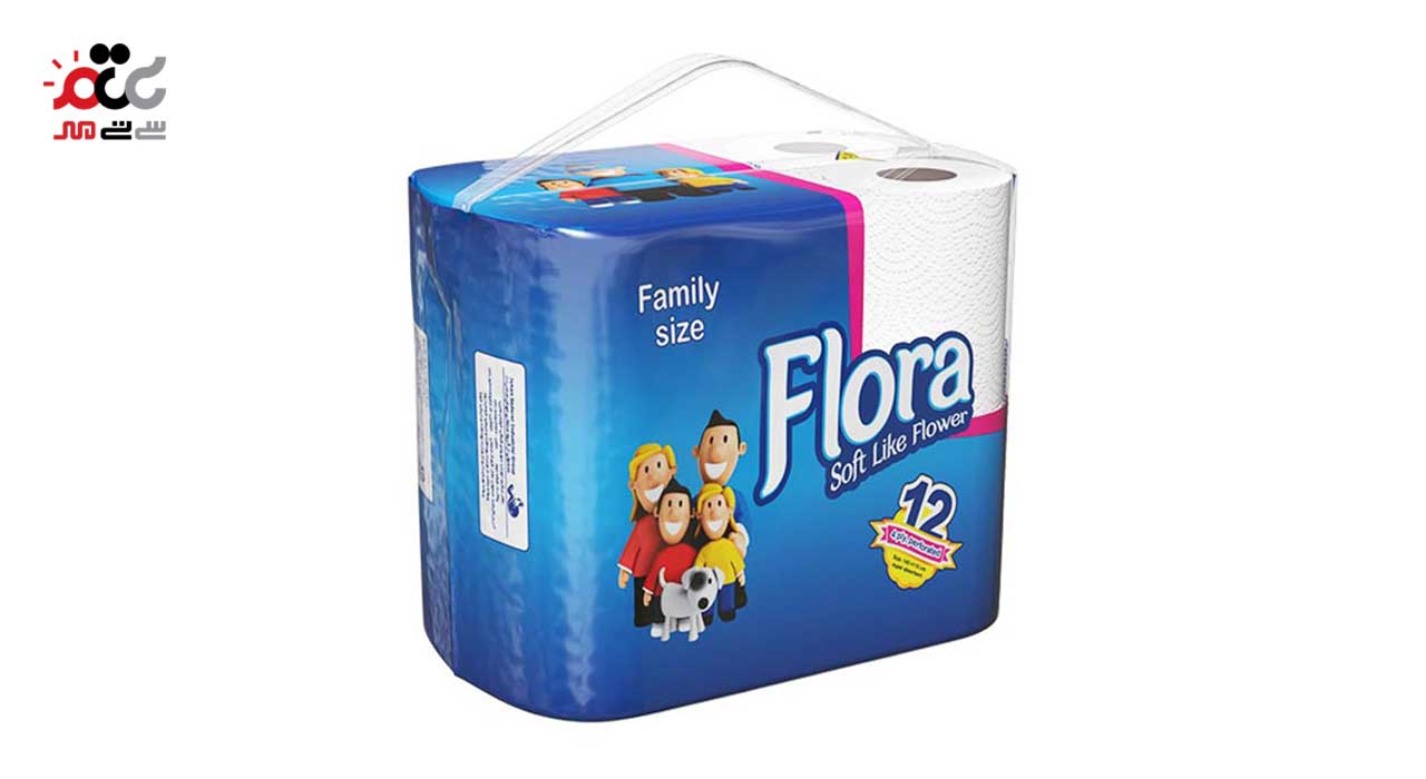دستمال توالت فلورا مدل Family Size بسته 12 عددی