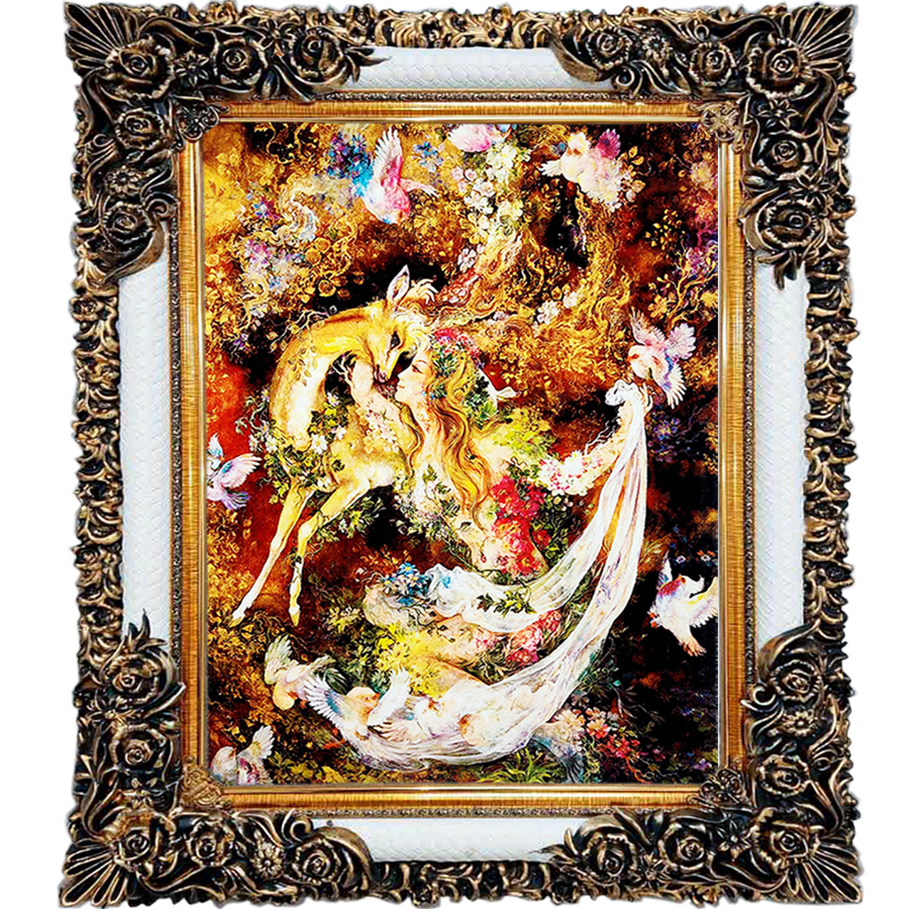 تابلو فرش چاپی طرح مینیاتوری کد 16006 سایز 70×100 سانتی متری