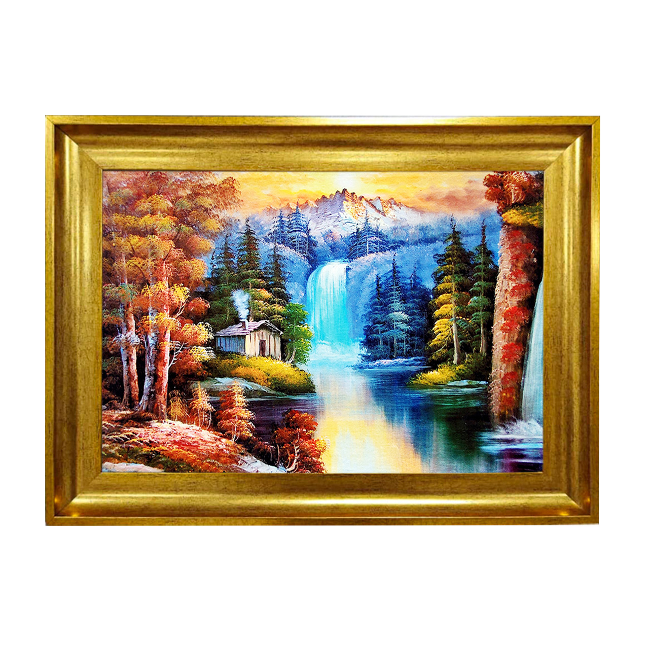 تابلو فرش چاپی طرح آبشار کد 10059 سایز 50×50 سانتی متری