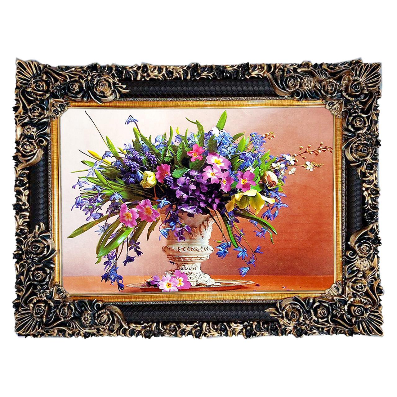 تابلو فرش چاپی طرح گل کد 12017 سایز 70×50 سانتی متری