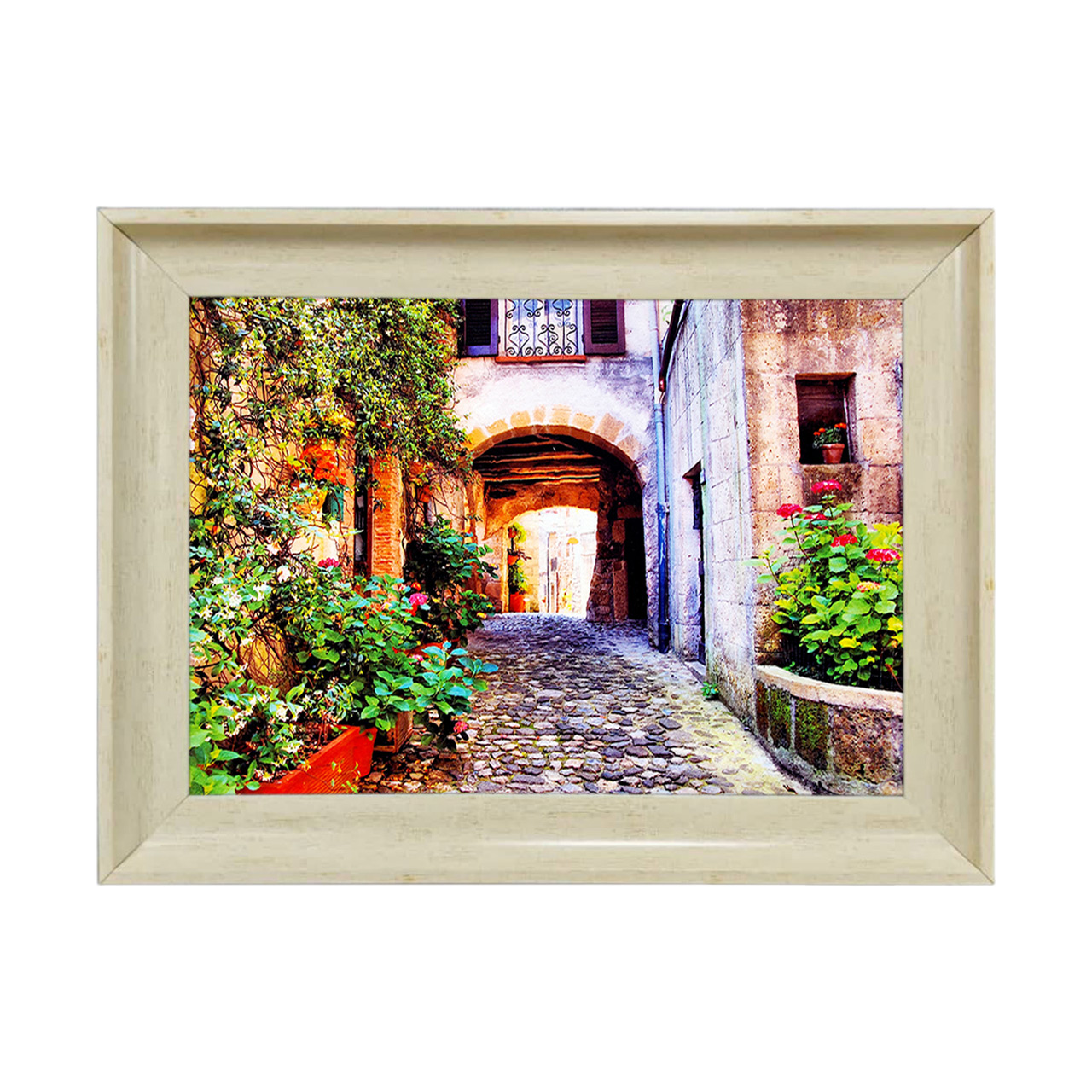 تابلو فرش چاپی طرح کوچه باغ کد 10215 سایز 50×35 سانتی متری