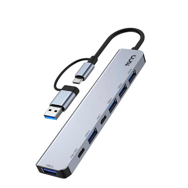 هاب 7 پورت TSCO USB3.0/Type-C مدل THU 1148 - خاکستری (گارانتی 12 ماهه تسکو)