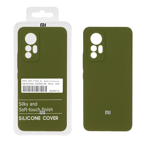 قاب سیلیکونی پاک کنی اورجینال درجه یک Xiaomi Mi 12 Lite - سبز زیتونی (پک دار)
